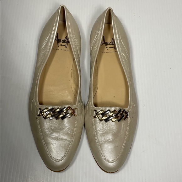 AMALFI by Rangoni OSTE Sand Cream Nappa Loafers Sz 9.5 Leather Italy Embellished - Picture 6 of 12